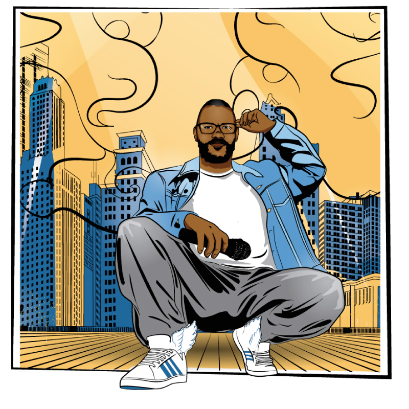 hip-hop in Chicago, hip-hop Chicago, diana petrarca, rap, illustration, city, chicago, illustator, music