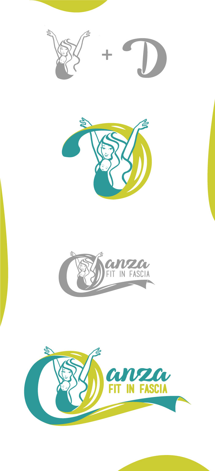 Danza Fit in fascia - Logo, diana petrarca, danza, fascia, bambini, mamme, ballo, dolcezza, verde, graphic design, grafica