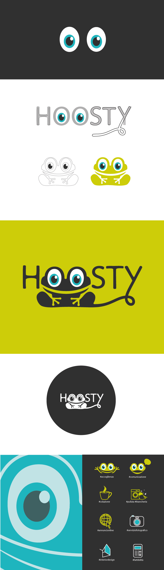 Hoosty Logo, diana petrarca, hoosty, graphic design, grafica, verde, work, illustrazione, design